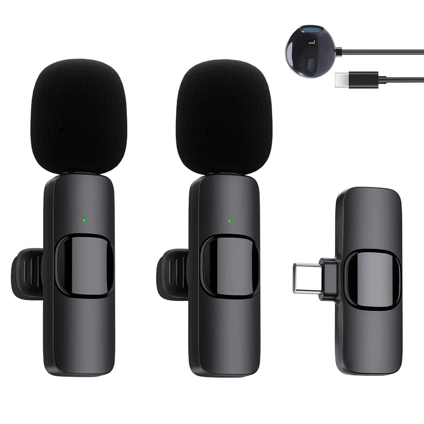 Wireless Lavalier Lapel Microphone for Iphone 15 /14/13/12/Ipad Series/Android/Computer - Bluetooth Mini Phone Microphones for Video Recording - 2 Clip on Mics with USB C Interface for Tiktok Youtube Vlog