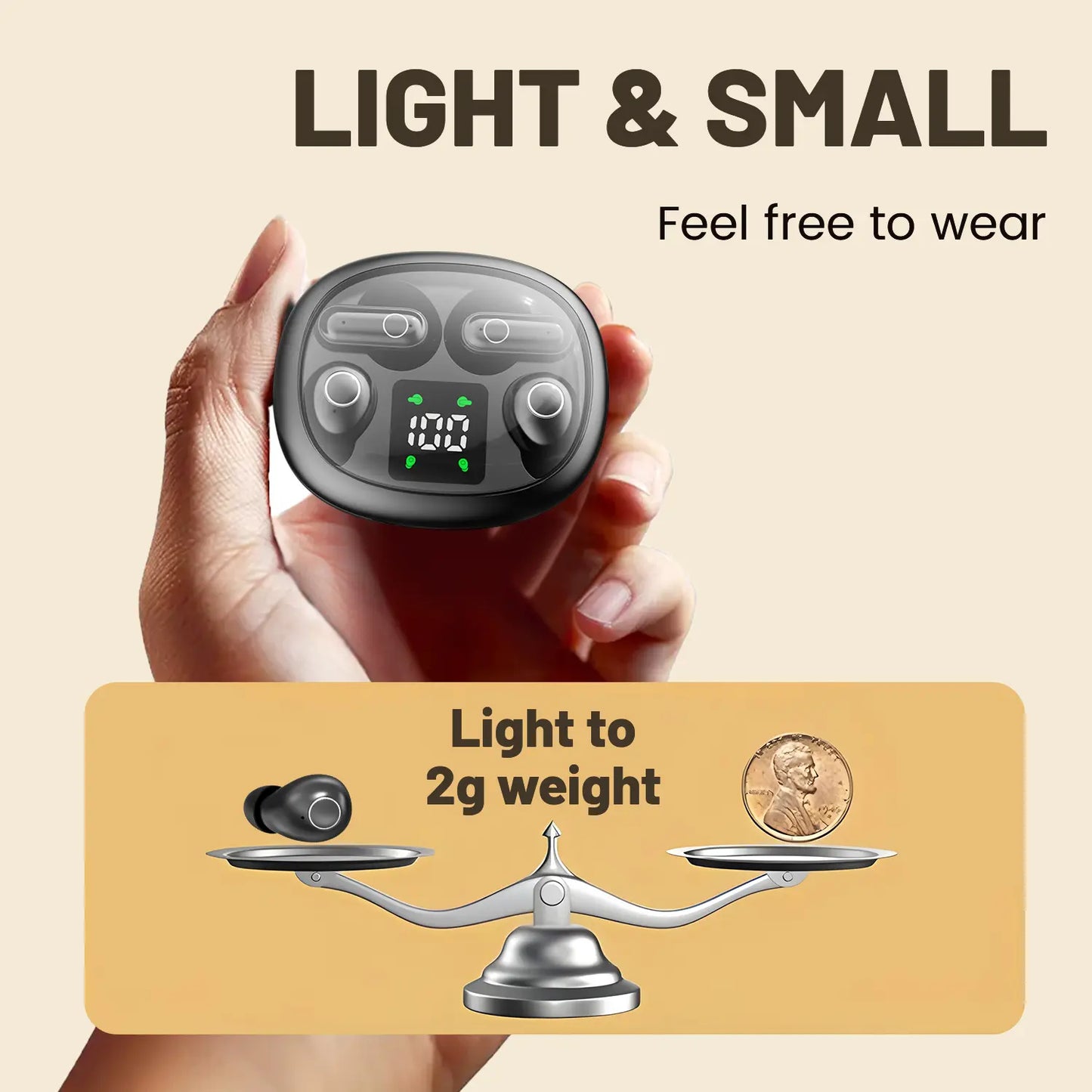 MSHUKCOE Wireless Headphones In-Ear Design Noise Cancelling True Wireless Earbuds with Digital Display Bluetooth 5.4 Gaming Headset for Running Exercising Lightweight Fitness Earphones Summerwins
