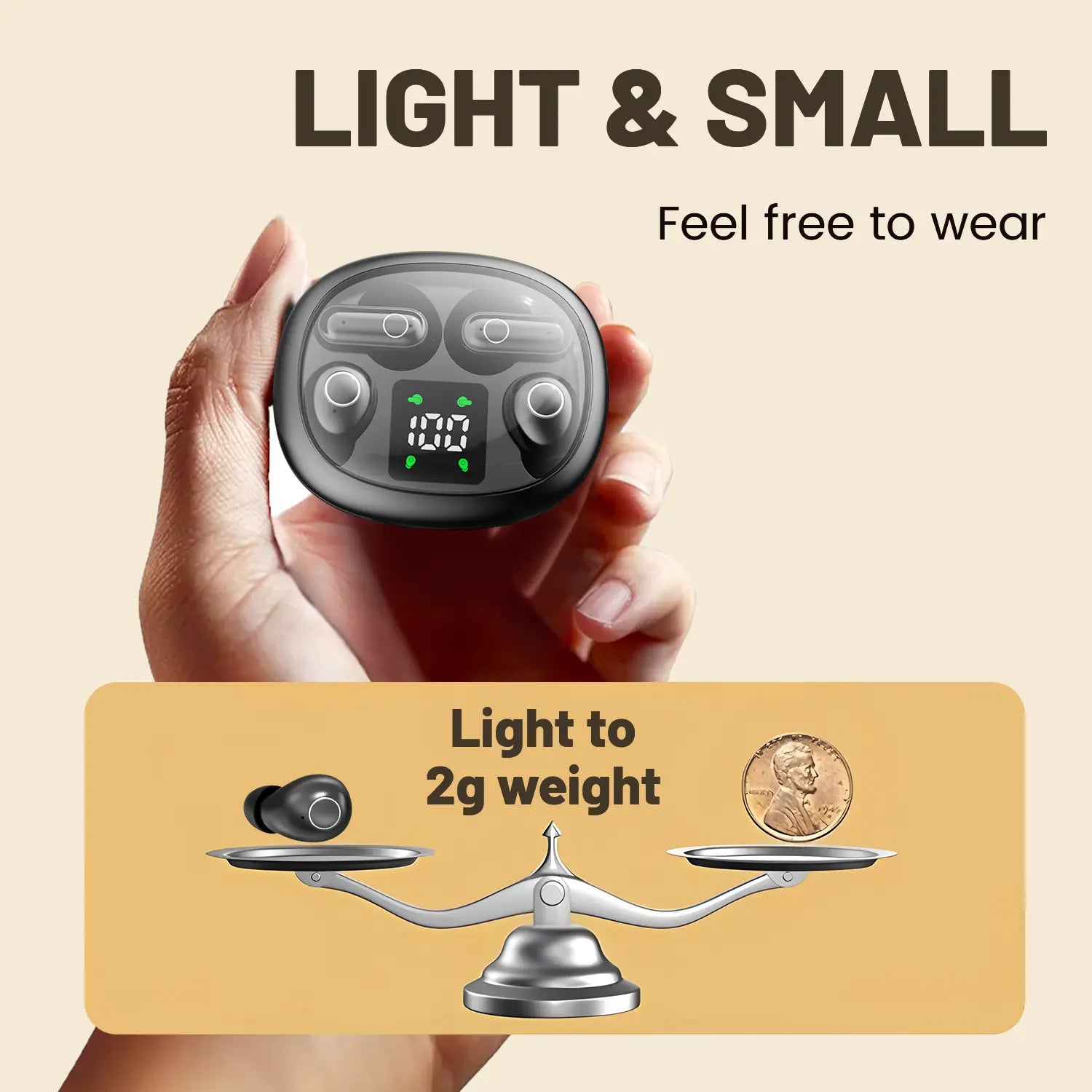 MSHUKCOE Wireless Headphones In-Ear Design Noise Cancelling True Wireless Earbuds with Digital Display Bluetooth 5.4 Gaming Headset for Running Exercising Lightweight Fitness Earphones Summerwins