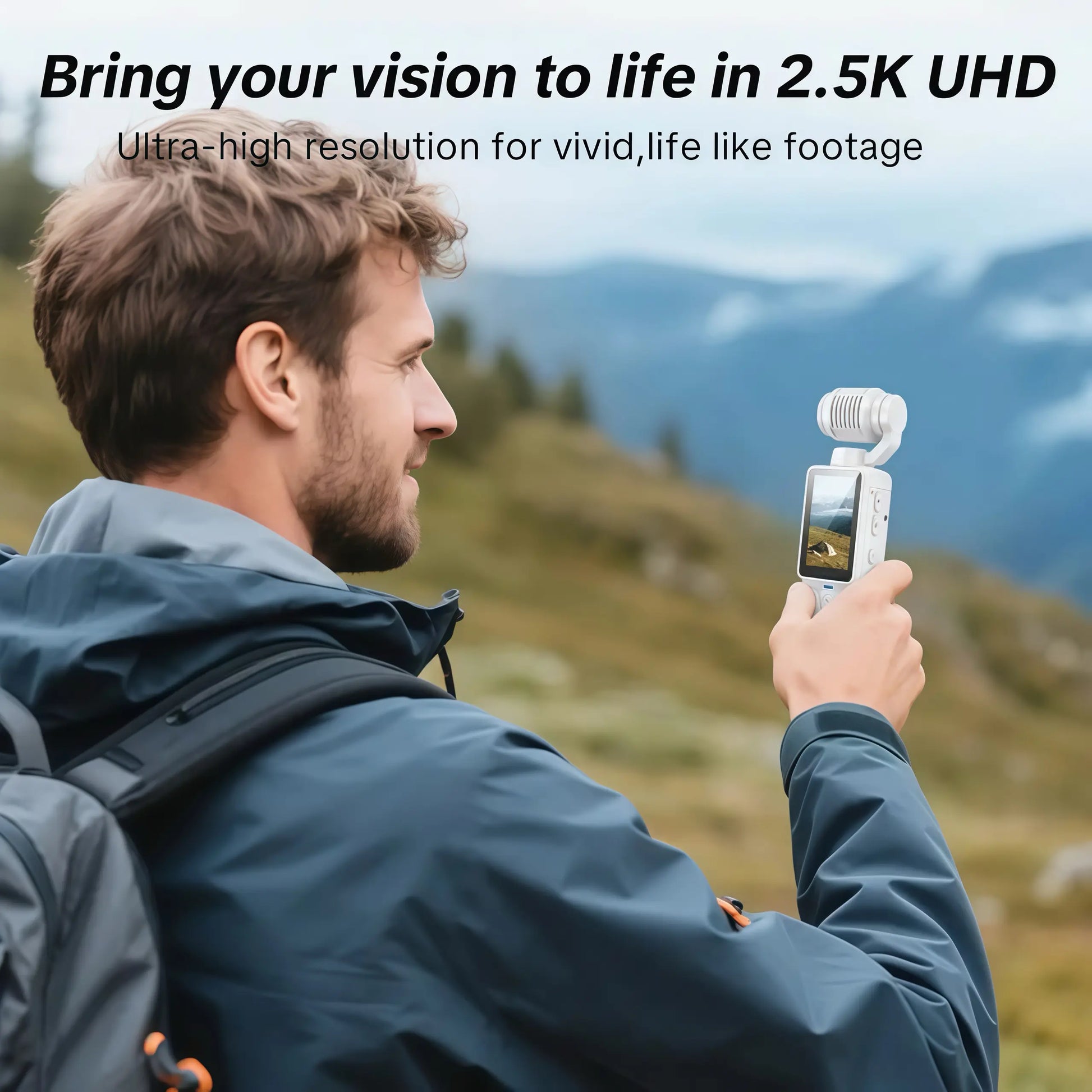Portable Ultra HD Video Recorder with 180° Rotating Lens, Handheld Stabilizer Pocket Camera, Full Body Camera for Vlogging, Travel & Daily Life Recording, USB Rechargeable, Black, Vlogging Camera,Durable Construction, Camcorder#Summerwins #Dealsforyoudays