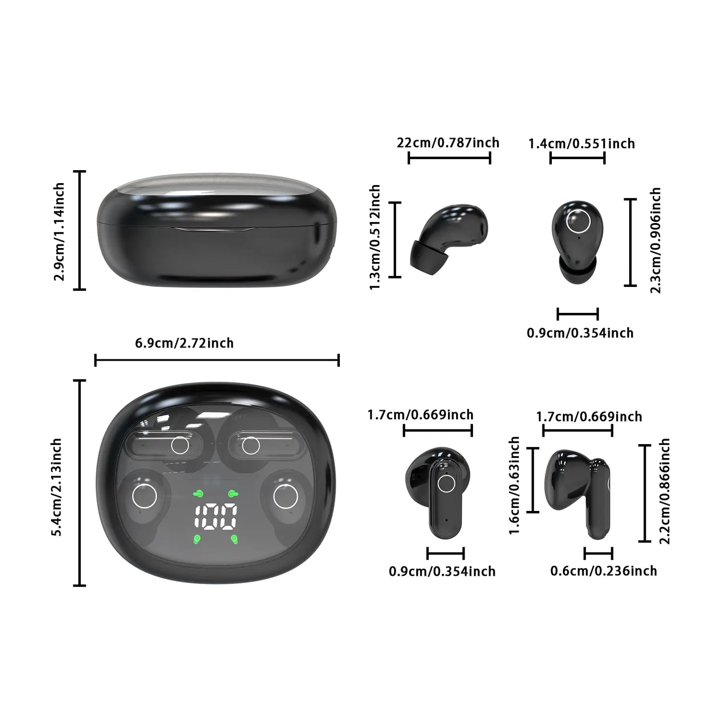MSHUKCOE Wireless Headphones In-Ear Design Noise Cancelling True Wireless Earbuds with Digital Display Bluetooth 5.4 Gaming Headset for Running Exercising Lightweight Fitness Earphones Summerwins