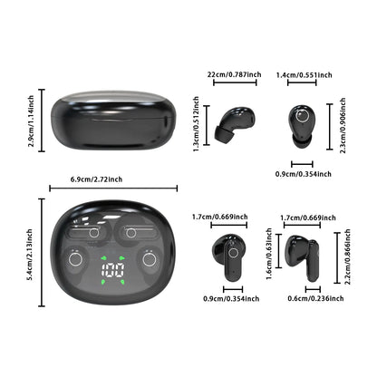 MSHUKCOE Wireless Headphones In-Ear Design Noise Cancelling True Wireless Earbuds with Digital Display Bluetooth 5.4 Gaming Headset for Running Exercising Lightweight Fitness Earphones Summerwins