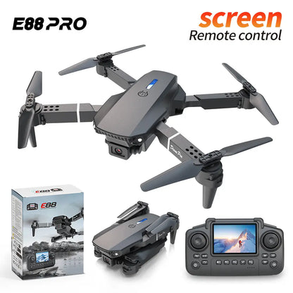 E88 Pro Drone with Screen Remote Control - Foldable Camera Drone for Beginners, Easy to Fly