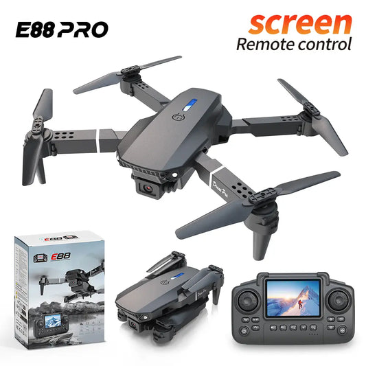 E88 Pro Drone with Screen Remote Control - Foldable Camera Drone for Beginners, Easy to Fly