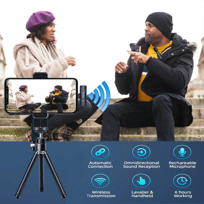 Wireless Lavalier Lapel Microphone for Iphone 15 /14/13/12/Ipad Series/Android/Computer - Bluetooth Mini Phone Microphones for Video Recording - 2 Clip on Mics with USB C Interface for Tiktok Youtube Vlog