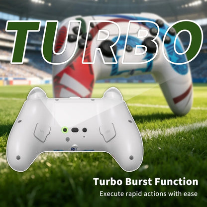 Football Theme Anti-Stick Drift Wireless Controller for PS5/PC – Programmable Macro Back Buttons, 6-Axis Gyro, Dual Vibration, Turbo, Touchpad, 3.5Mm Audio & Mic
