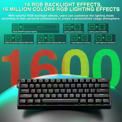 Aula WIN60 HE 60% Mechanical Keyboard Wired, Hall Effect Gaming Keyboard Magnetic Switch Hot Swappable, Adjustable Actuation Rapid Trigger Mode 8000Hz Polling Rate, RGB Keyboard 60 Percent Design Summerwins