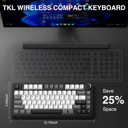 [NEW]AULA F75 HE Wireless Magnetic Switch Custom Gaming Keyboard, 75% Hall Effect Keyboard with Rapid Trigger, 8000Hz Polling Rate , Adjustable Actuation, BT/2.4G/USB-C, Hot Swappable RGB Backlit Keyboard for PC Gamer Multi-Device Creamy Keyboard