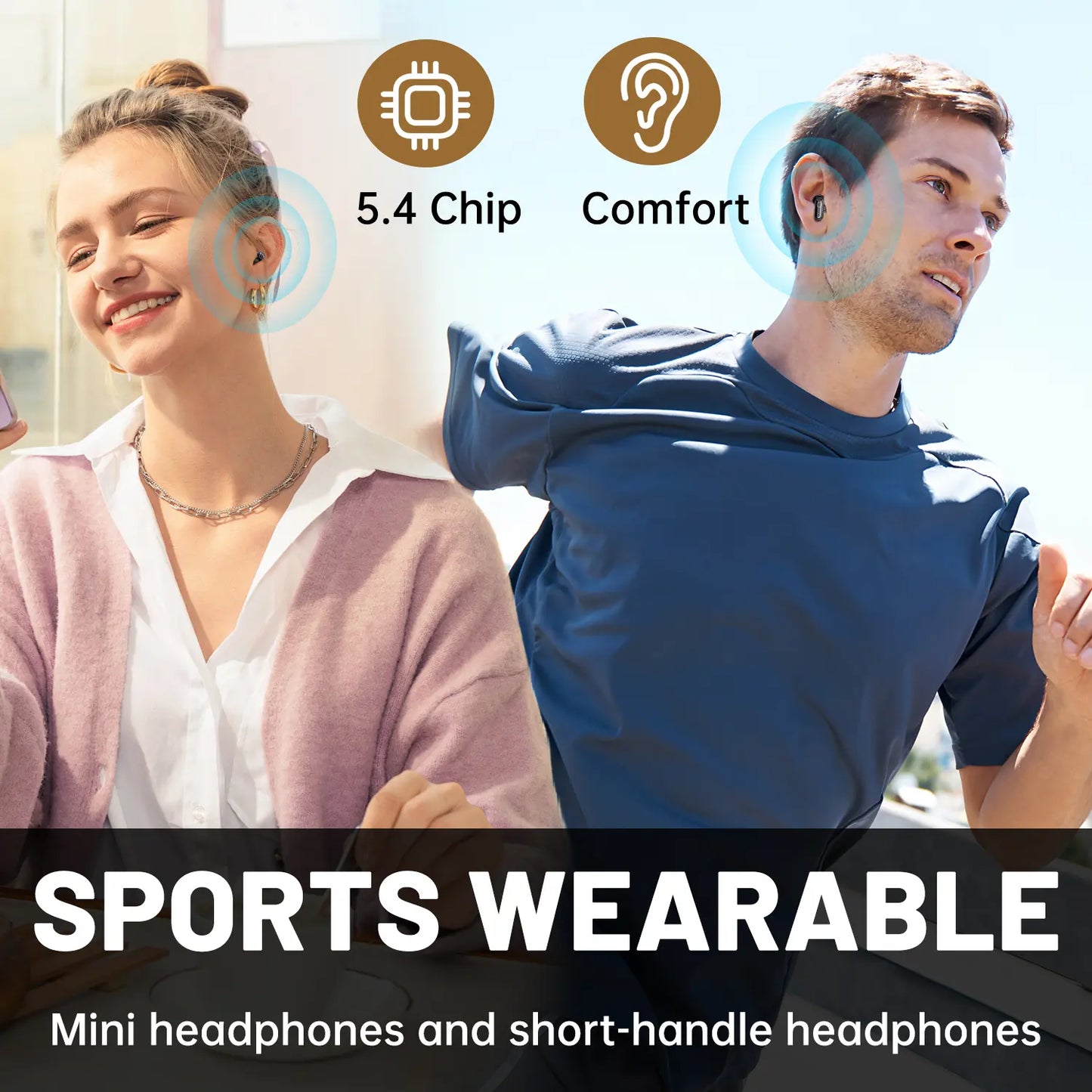 MSHUKCOE Wireless Headphones In-Ear Design Noise Cancelling True Wireless Earbuds with Digital Display Bluetooth 5.4 Gaming Headset for Running Exercising Lightweight Fitness Earphones Summerwins
