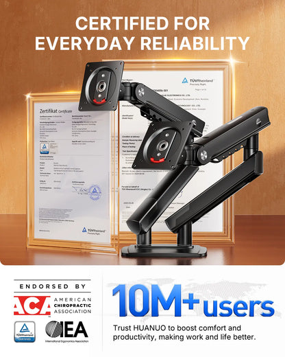 Flowlift Pro Monitor Arm – Dual & Single Screen Support (13-32”), Mechaspring Technology, Instamount, Locksteady, Precisionview – Smooth, Durable, Adjustable Setup for Gamers and Professionals"