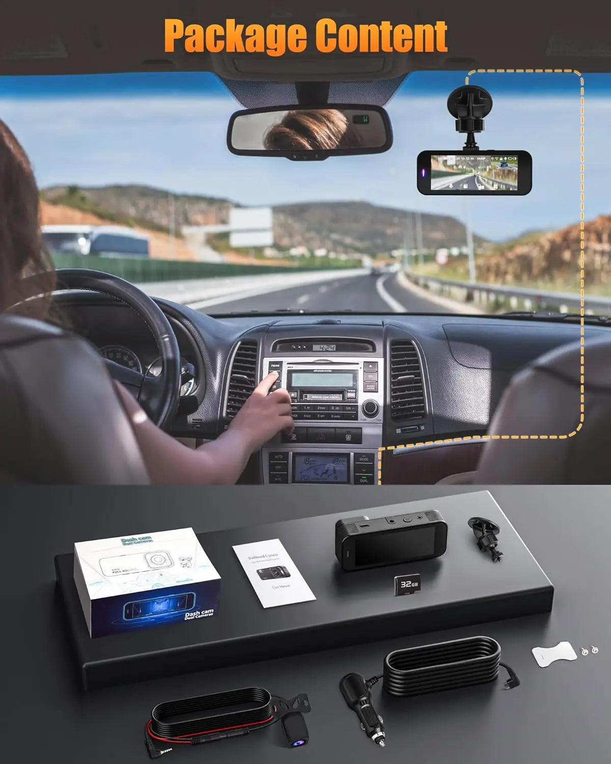 Dash Cam Front and Rear, 4K+ Screen Dual Dash Camera for Cars with 5G Wifi, Built-In High-Capacity Storage, Night Vision, G-Sensor, 24H Parking Mode