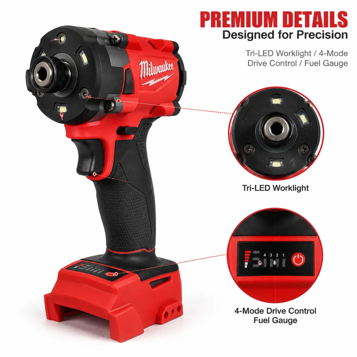Milwaukee 300Nm 1/4 M18 Impact Driver Supplied with One 6.0Ah Battery + Single Charger | Brushless Motor / Variable Speed Trigger | Deck Screw Driving, Cabinet Installation Halloween Christmas Party Gift Wholesale Tools Alarm Co High Torque Impact