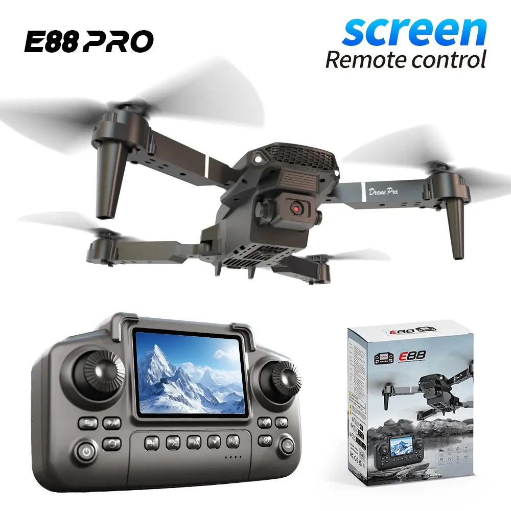 E88 Pro Drone with Screen Remote Control - Foldable Camera Drone for Beginners, Easy to Fly