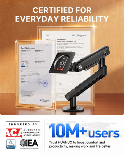 Flowlift Pro Upgrade Single Monitor Arm – Black, 13-32" Screen, 19.8Lbs Capacity, Mechaspring Technology, Instamount, Locksteady, Precisionview – Smooth & Adjustable Setup for Gamers and Professionals