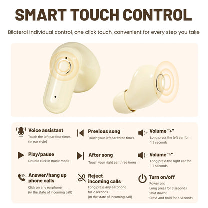 MSHUKCOE Wireless Headphones In-Ear Design Noise Cancelling True Wireless Earbuds with Digital Display Bluetooth 5.4 Gaming Headset for Running Exercising Lightweight Fitness Earphones Summerwins