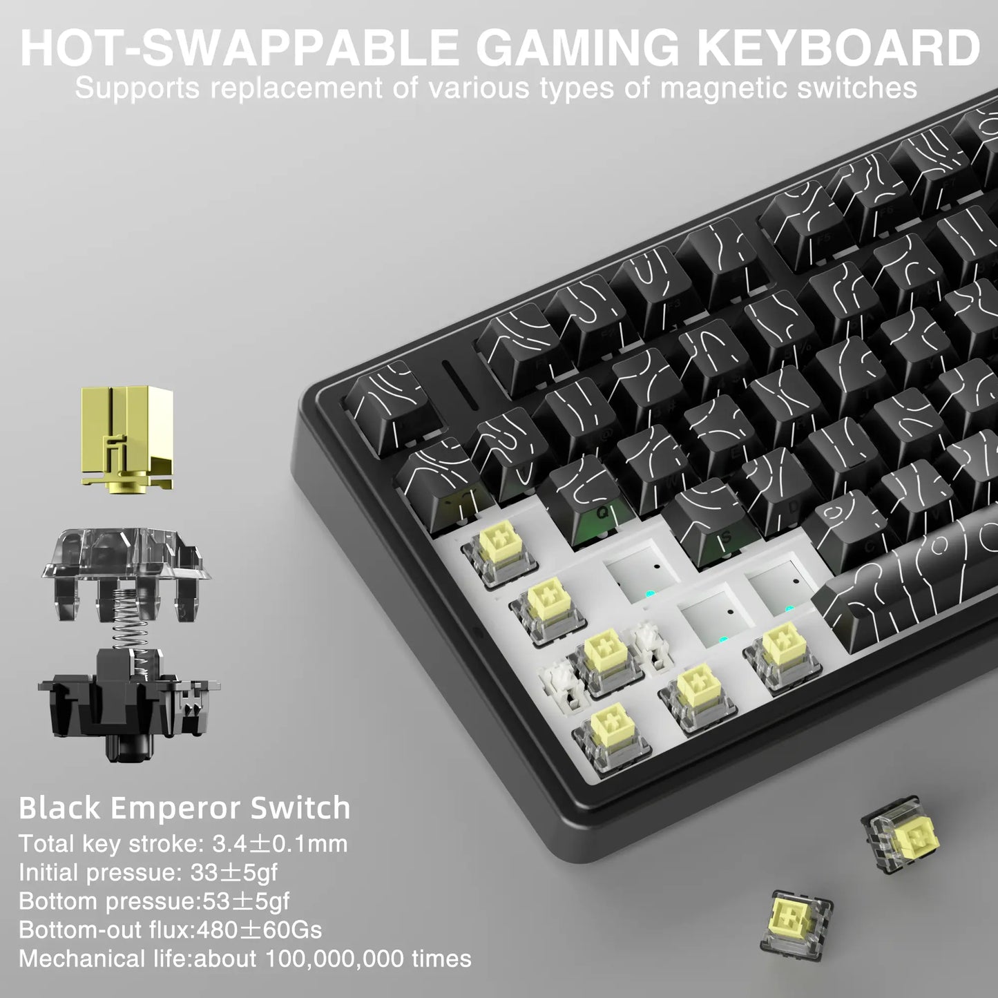 [New]Aula F75 HE Magnetic Switch Custom Creamy Gaming Keyboard, 75% Wireless Hall Effect, Rapid Trigger, 8000Hz Polling Rate, Adjustable Actuation, RGB Backlit Hot Swappable BT/2.4G/USB-C Fps Multi-Device Keyboard for PC Gamer, Pc Gaming Setup