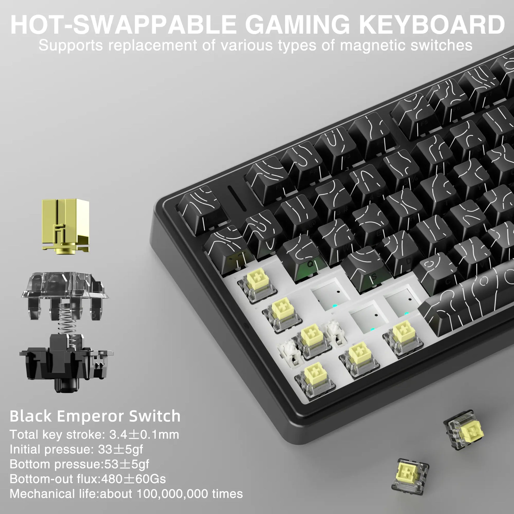 [New]Aula F75 HE Magnetic Switch Custom Creamy Gaming Keyboard, 75% Wireless Hall Effect, Rapid Trigger, 8000Hz Polling Rate, Adjustable Actuation, RGB Backlit Hot Swappable BT/2.4G/USB-C Fps Multi-Device Keyboard for PC Gamer, Pc Gaming Setup