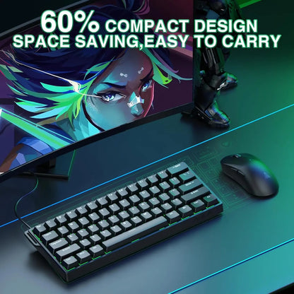 Aula WIN60 HE 60% Mechanical Keyboard Wired, Hall Effect Gaming Keyboard Magnetic Switch Hot Swappable, Adjustable Actuation Rapid Trigger Mode 8000Hz Polling Rate, RGB Keyboard 60 Percent Design Summerwins