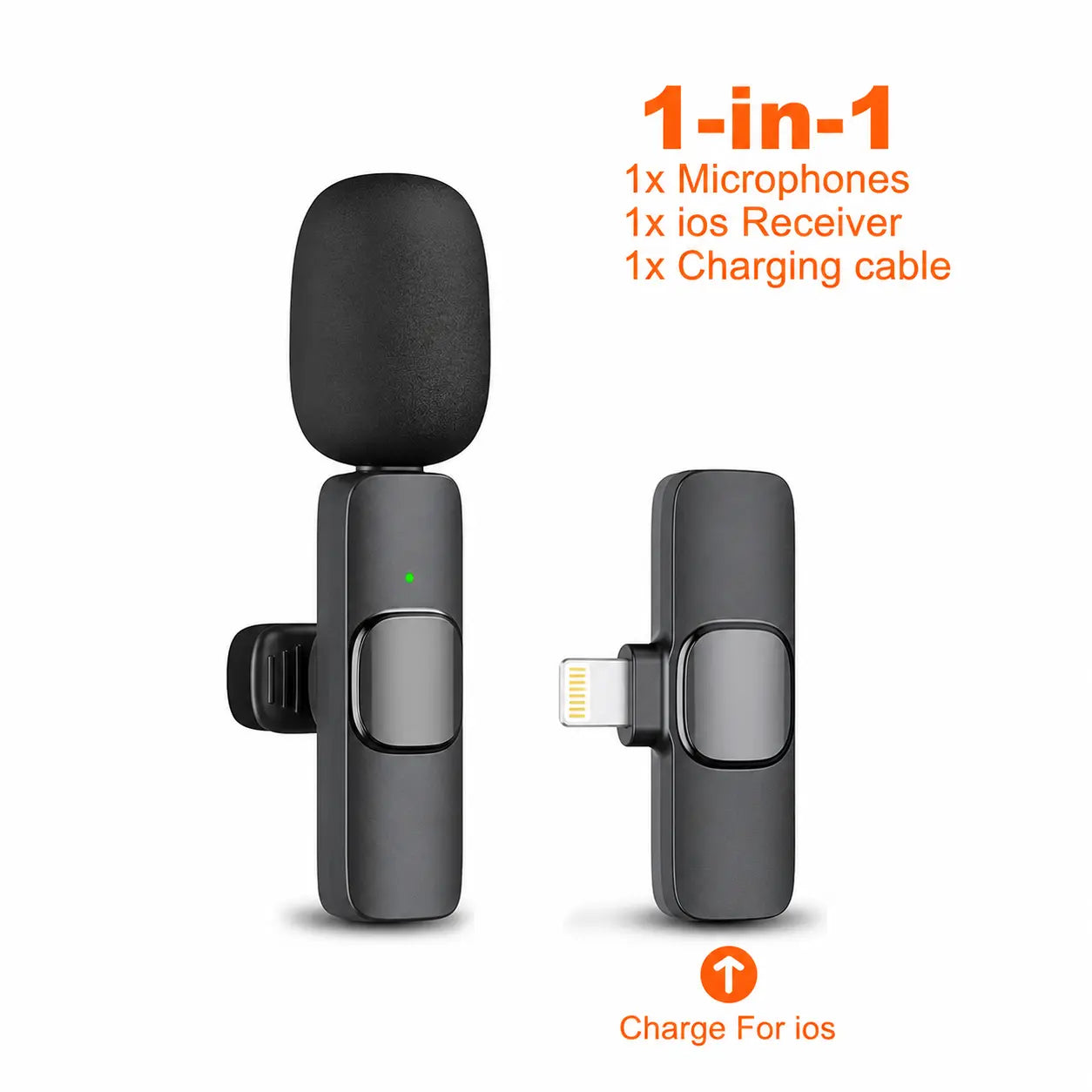 Wireless Microphone, USB Rechargeable Wireless Lavalier Microphone with Noise Cancellation, Microphone for Video Recording, Podcasting, Vlog, Live Streaming, Audio