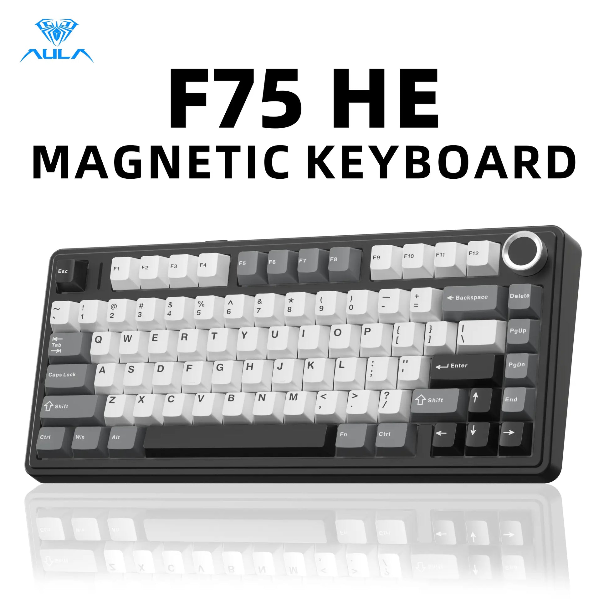 [NEW]AULA F75 HE Wireless Magnetic Switch Custom Gaming Keyboard, 75% Hall Effect Keyboard with Rapid Trigger, 8000Hz Polling Rate , Adjustable Actuation, BT/2.4G/USB-C, Hot Swappable RGB Backlit Keyboard for PC Gamer Multi-Device Creamy Keyboard