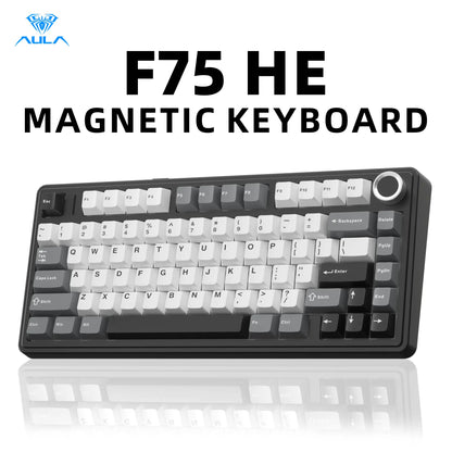 [NEW]AULA F75 HE Wireless Magnetic Switch Custom Gaming Keyboard, 75% Hall Effect Keyboard with Rapid Trigger, 8000Hz Polling Rate , Adjustable Actuation, BT/2.4G/USB-C, Hot Swappable RGB Backlit Keyboard for PC Gamer Multi-Device Creamy Keyboard