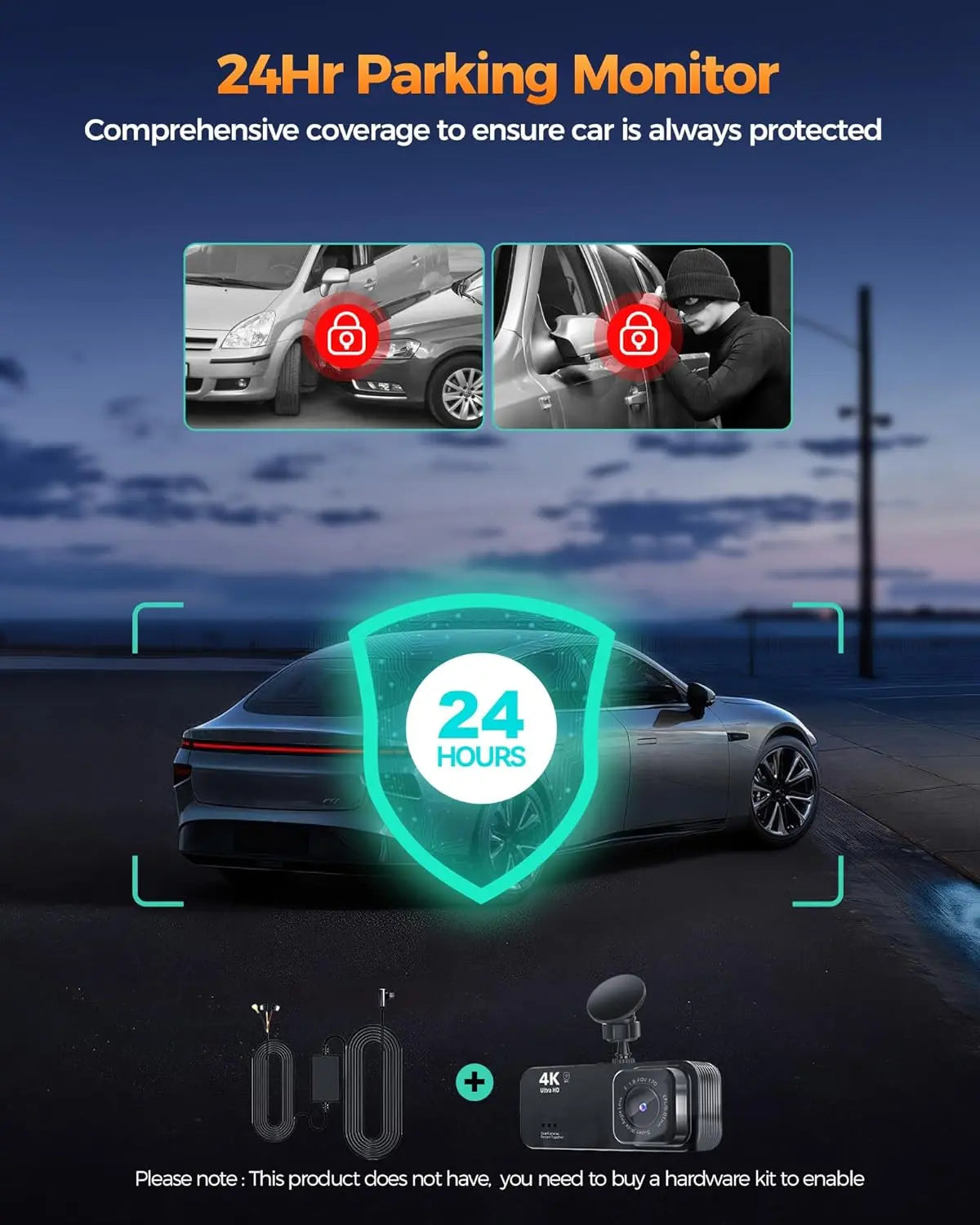 Dash Cam Front and Rear, 4K+ Screen Dual Dash Camera for Cars with 5G Wifi, Built-In High-Capacity Storage, Night Vision, G-Sensor, 24H Parking Mode