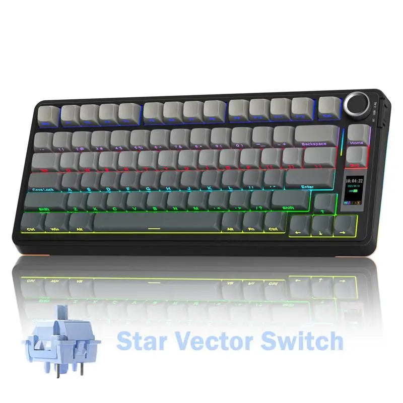 AULA S75 PRO Wireless Mechanical Keyboard- 75% Tri-Mode 2.4G/Usb-C/Bluetooth, PBT Keycaps, Creamy Sound, Pre-Lubed Hot Swappable Switches, RGB Backlighting Keyboards, Screen & Knob, PC Gaming Keyboard for Back-To-School Fathersdaygift Summerwins
