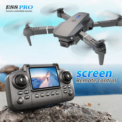 E88 Pro Drone with Screen Remote Control - Foldable Camera Drone for Beginners, Easy to Fly