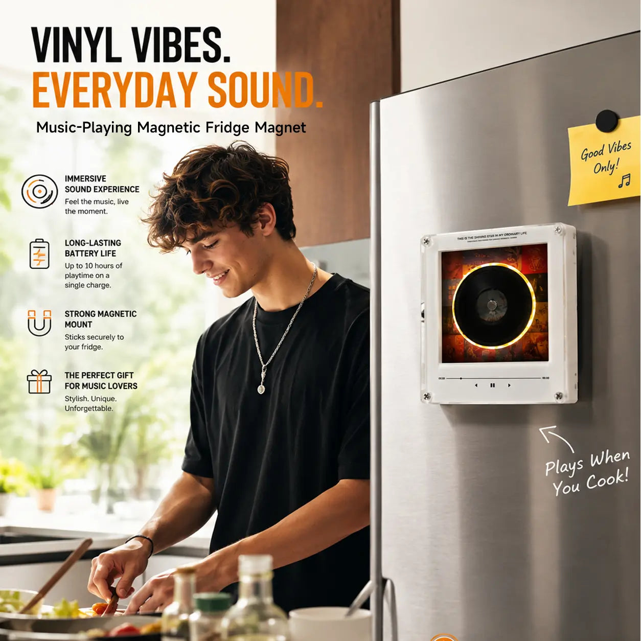 Switch Music in 1 Second?! Magnetic Vinyl-Style Fridge Magnets – Cute Kitchen Decor with Endless Songs