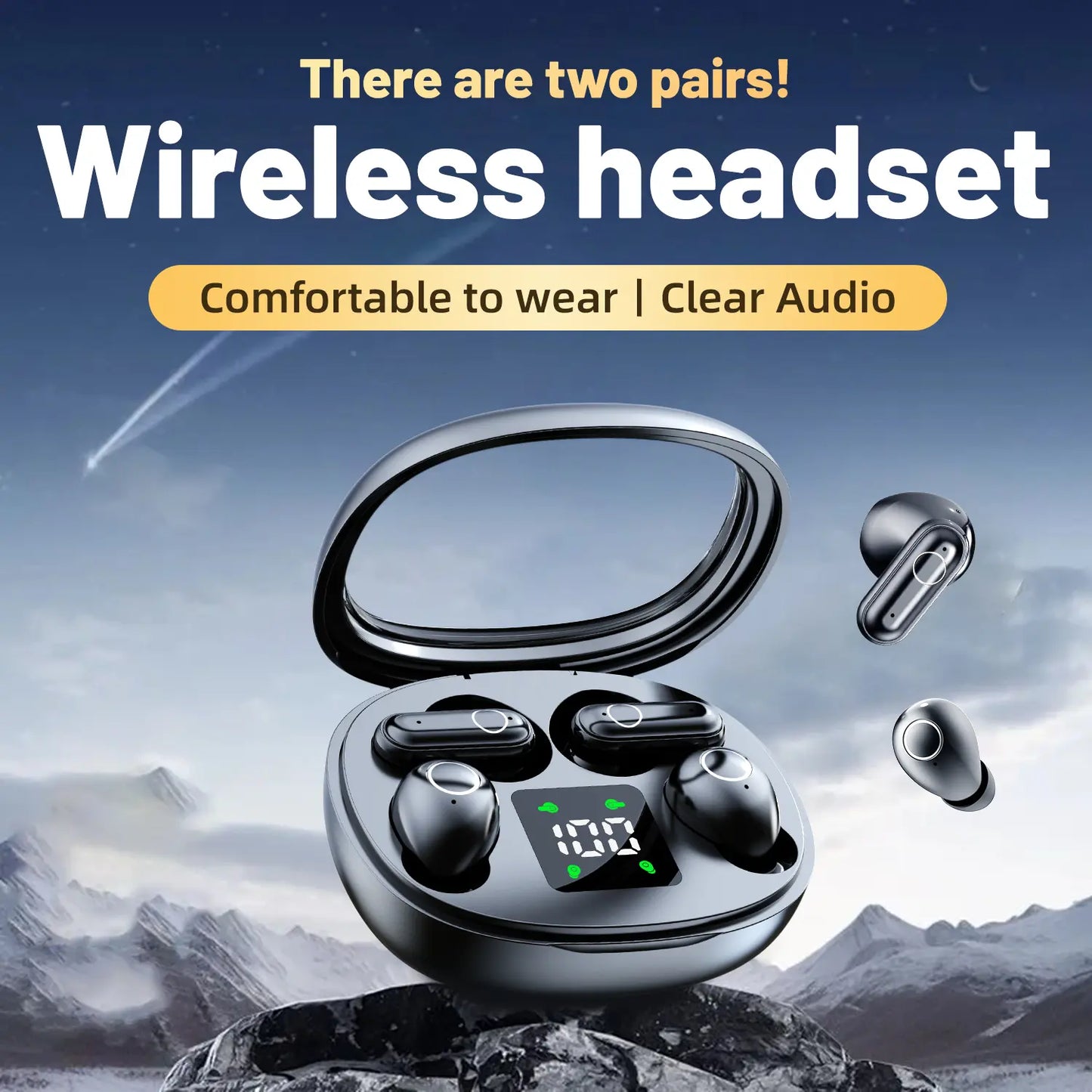 MSHUKCOE Wireless Headphones In-Ear Design Noise Cancelling True Wireless Earbuds with Digital Display Bluetooth 5.4 Gaming Headset for Running Exercising Lightweight Fitness Earphones Summerwins