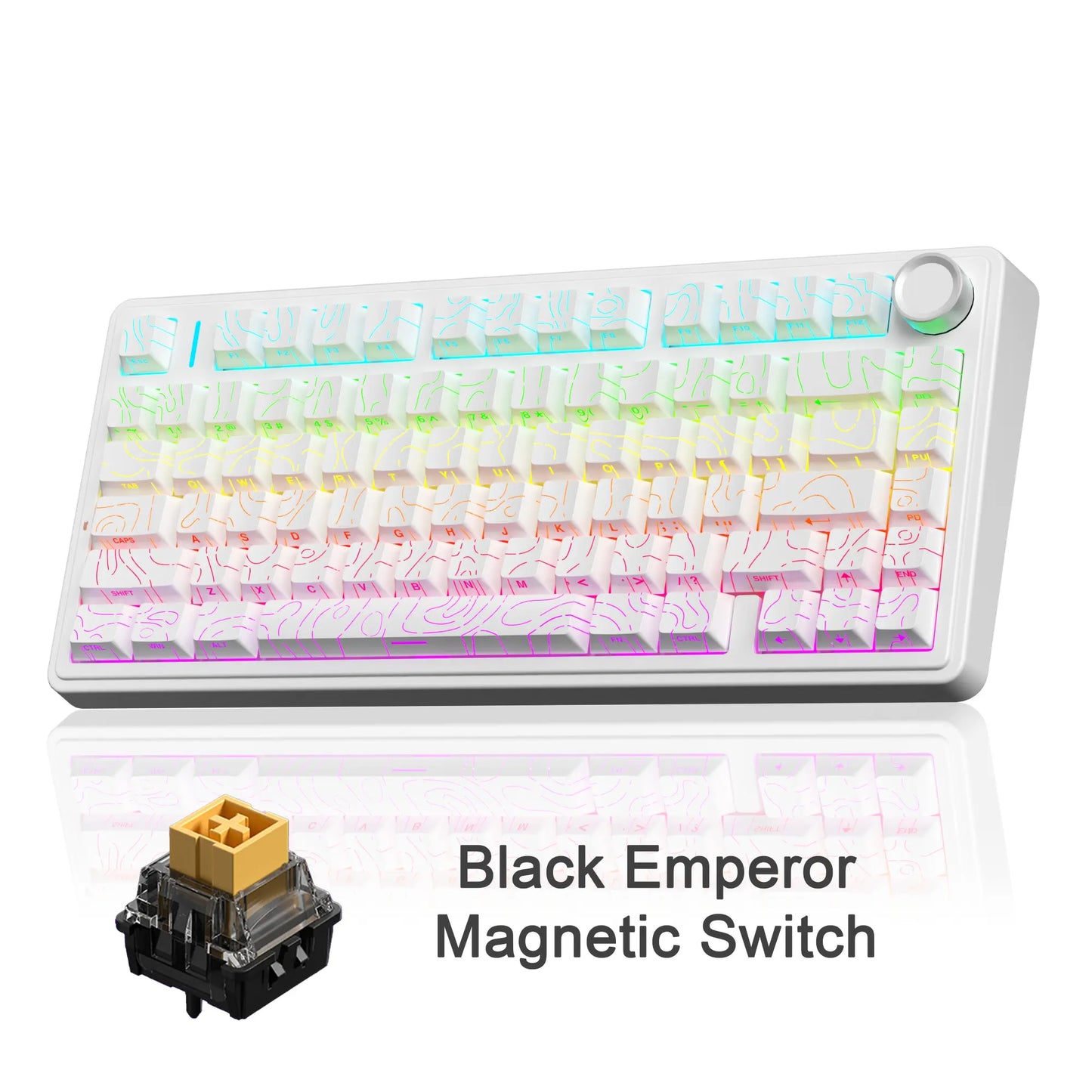 [NEW]AULA F75 HE Wireless Magnetic Switch Custom Gaming Keyboard, 75% Hall Effect Keyboard with Rapid Trigger, 8000Hz Polling Rate , Adjustable Actuation, BT/2.4G/USB-C, Hot Swappable RGB Backlit Keyboard for PC Gamer Multi-Device Creamy Keyboard