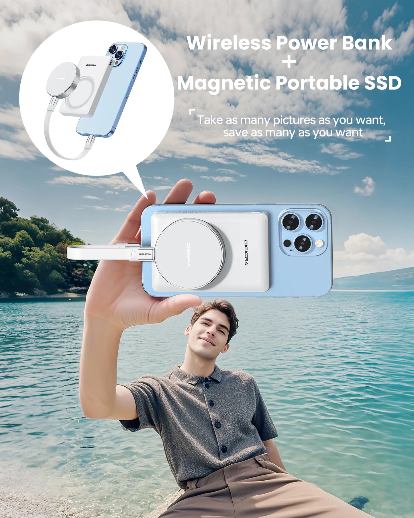 Digiera 5000Mah Magnetic Power Bank, Wireless Portable Charger, 3-In-1 Fast Charging Magsafe Battery Pack for Iphone 17/16/15/14/13/12/Plus/Pro Max, Compact Device Smartphone Earbuds Chargeable Travel Gadgets