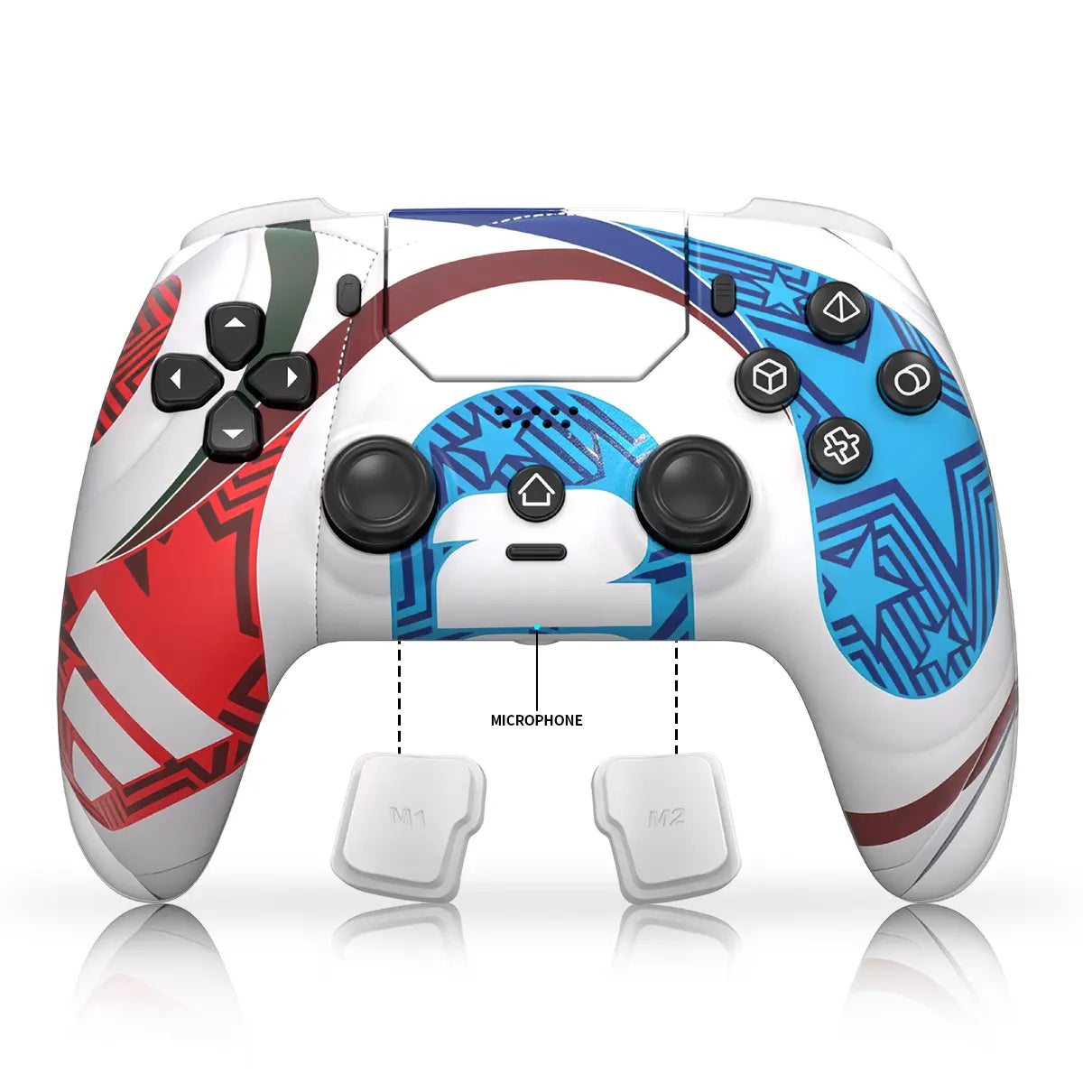 Football Theme Anti-Stick Drift Wireless Controller for PS5/PC – Programmable Macro Back Buttons, 6-Axis Gyro, Dual Vibration, Turbo, Touchpad, 3.5Mm Audio & Mic