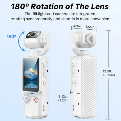 Portable Ultra HD Video Recorder with 180° Rotating Lens, Handheld Stabilizer Pocket Camera, Full Body Camera for Vlogging, Travel & Daily Life Recording, USB Rechargeable, Black, Vlogging Camera,Durable Construction, Camcorder#Summerwins #Dealsforyoudays