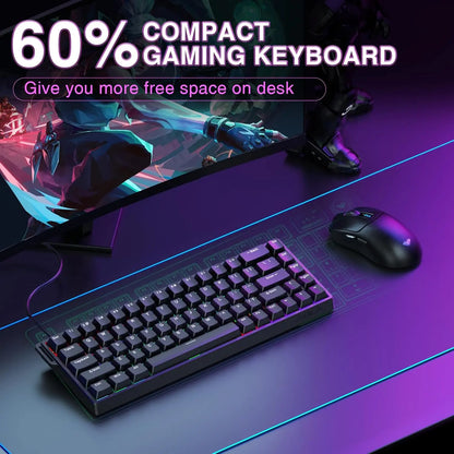 AULA WIN68 HE Mechanical Gaming Keyboard Accessory, 60% Layout, Hall Effect Magnetic Switch, Adjustable Actuation Fast Trigger Mode, 8000Hz Polling Rate, RGB Backlit, Wired Black for Laptop/Pc Gamers, Computer Keyboards, Keyboard Accessory Keyboards