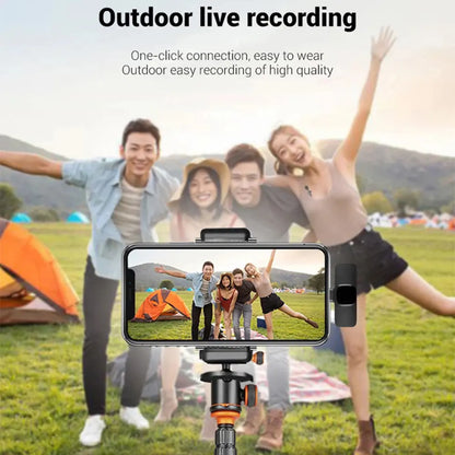 Wireless Microphone, USB Rechargeable Wireless Lavalier Microphone with Noise Cancellation, Microphone for Video Recording, Podcasting, Vlog, Live Streaming, Audio