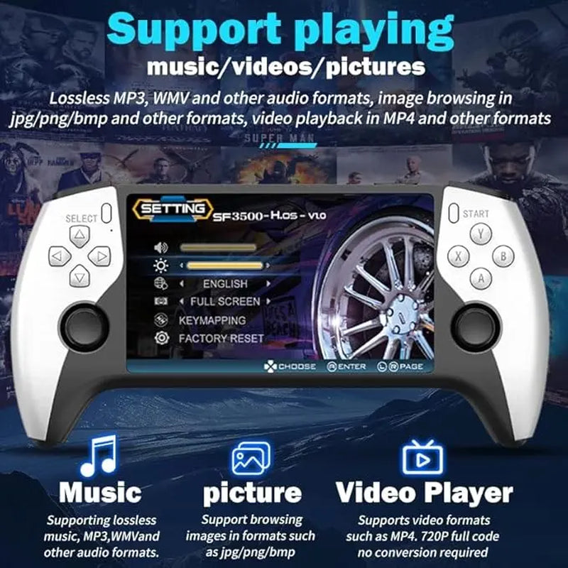 SF3500 Retro Handheld Game Console-Handheld Game Console with HD 5.5-Inch IPS Screen Classic Video Games Supports TV Connection,14+ Emulators & 5-Hour Battery Life