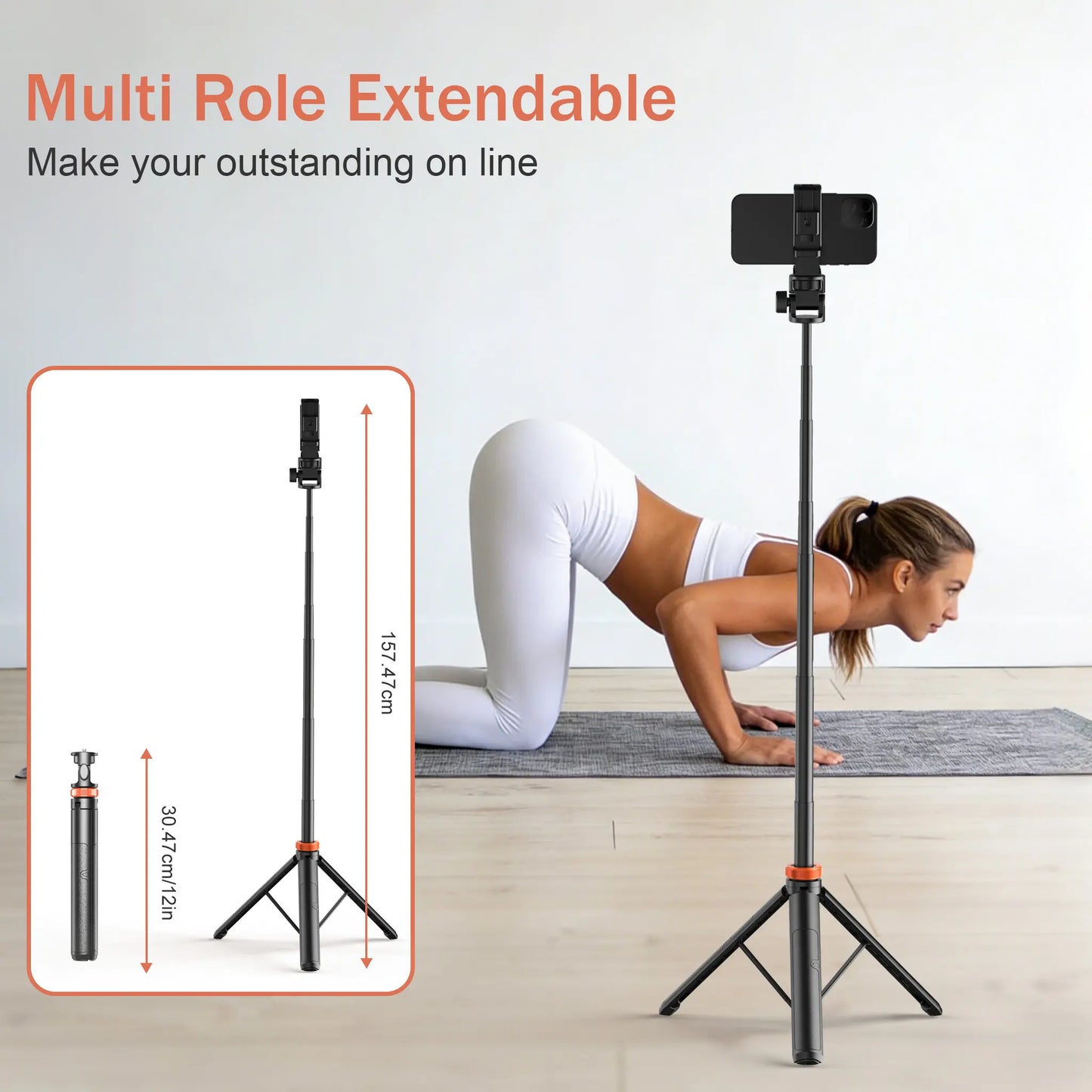 61-In Smartphone Selfie Stick with Wireless Remote & Upgraded Stable Tripod Stand, Tech Accessories, Videography Equipment, Content Creator Tools, Smartphone-Mounted/Modern Selfie Accessories for Iphone 17/16/15/14/13 & Mobile Devices (Travel Use), Cellph