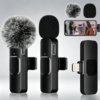 2 Pcs Wireless Lavalier Microphones for Iphone, Android, Ipad - Mini Wireless Clip-On Microphones Crystal Clear Sound Quality for Recording, Live Streaming,Vlog