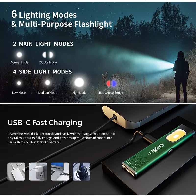 Linterna LED  T7 Recargable Con Base Magnética