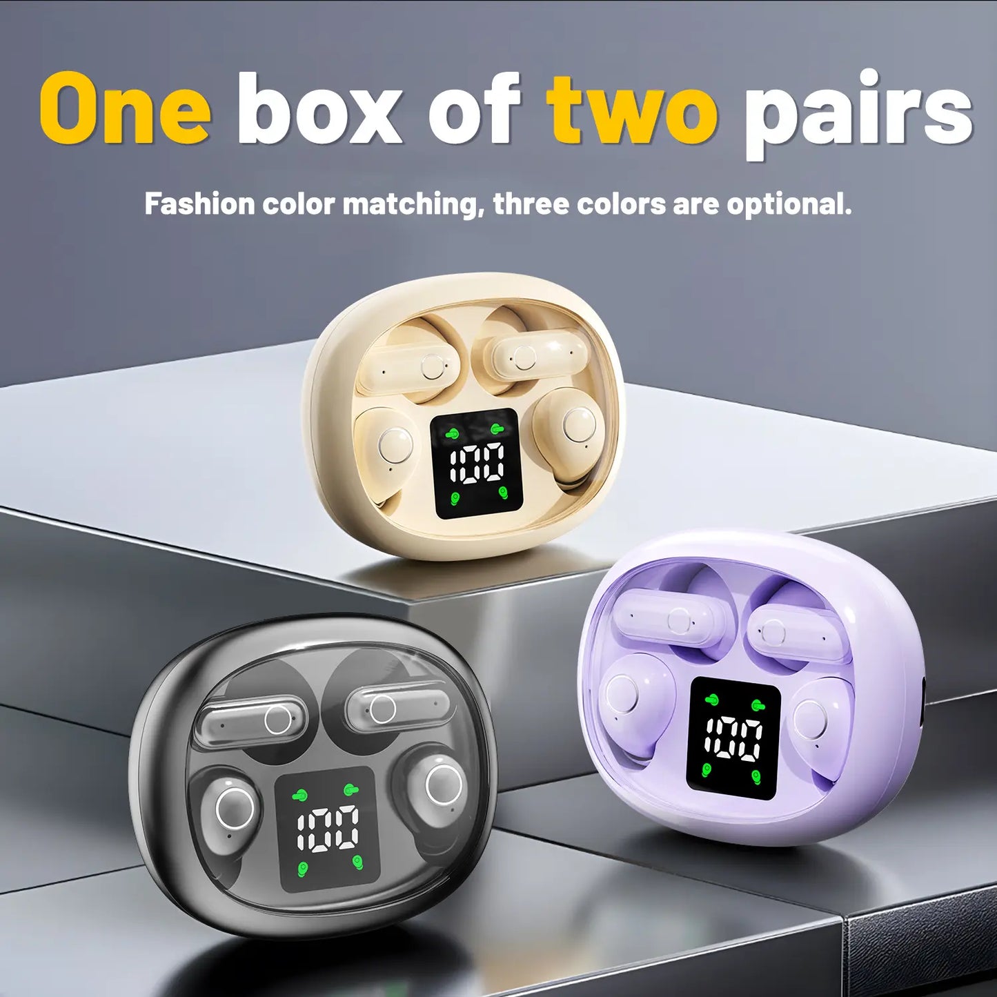 MSHUKCOE Wireless Headphones In-Ear Design Noise Cancelling True Wireless Earbuds with Digital Display Bluetooth 5.4 Gaming Headset for Running Exercising Lightweight Fitness Earphones Summerwins