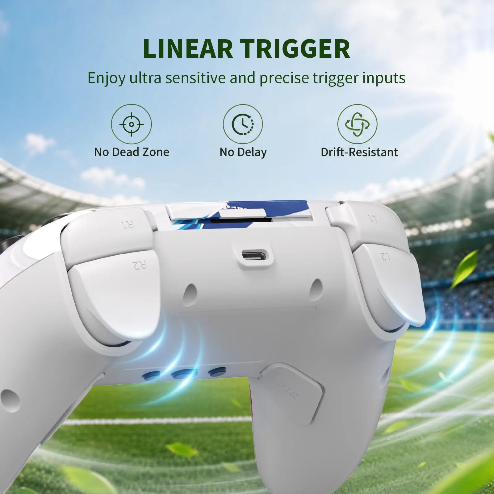 Football Theme Anti-Stick Drift Wireless Controller for PS5/PC – Programmable Macro Back Buttons, 6-Axis Gyro, Dual Vibration, Turbo, Touchpad, 3.5Mm Audio & Mic