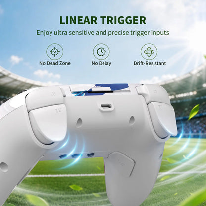 Football Theme Anti-Stick Drift Wireless Controller for PS5/PC – Programmable Macro Back Buttons, 6-Axis Gyro, Dual Vibration, Turbo, Touchpad, 3.5Mm Audio & Mic