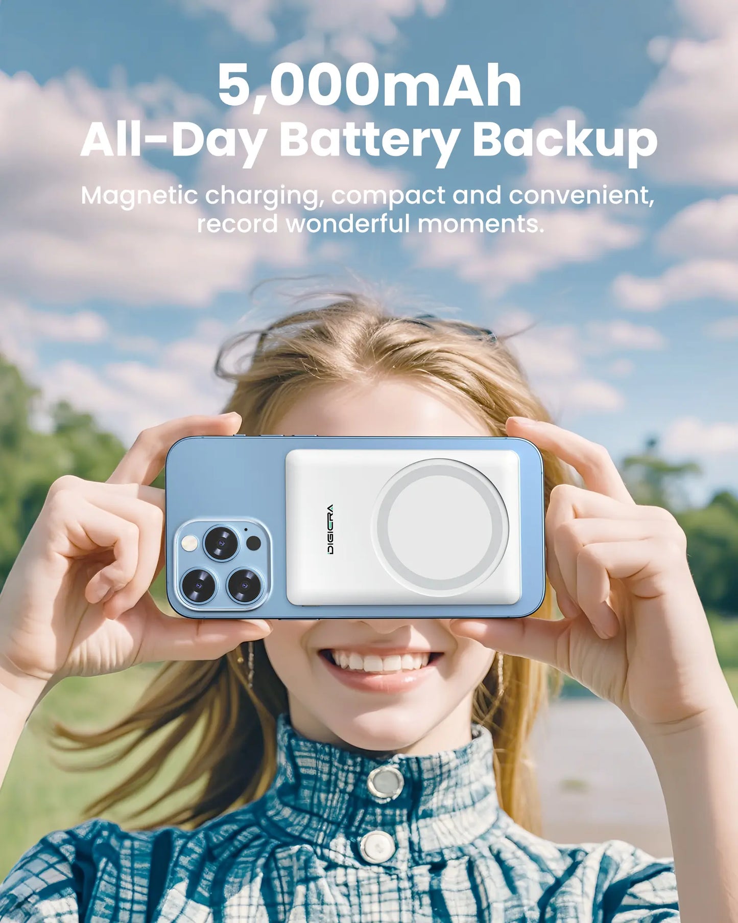 Digiera 5000Mah Magnetic Power Bank, Wireless Portable Charger, 3-In-1 Fast Charging Magsafe Battery Pack for Iphone 17/16/15/14/13/12/Plus/Pro Max, Compact Device Smartphone Earbuds Chargeable Travel Gadgets