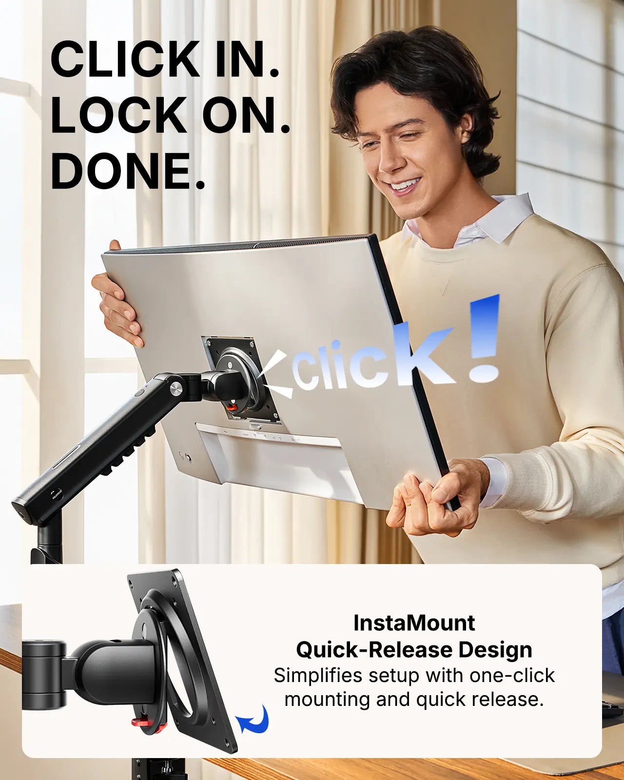 Flowlift Pro Upgrade Single Monitor Arm – Black, 13-32" Screen, 19.8Lbs Capacity, Mechaspring Technology, Instamount, Locksteady, Precisionview – Smooth & Adjustable Setup for Gamers and Professionals