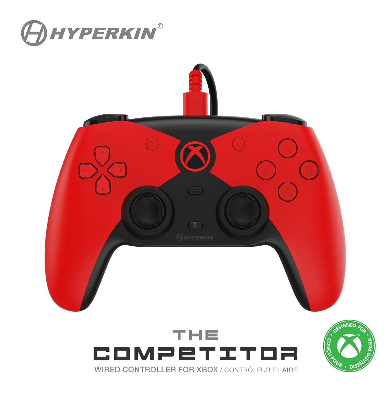 Hyperkin the Competitor Wired Controller for Xbox Series X|S, Xbox One & PC with Hall Effect Joysticks & Impulse Triggers; Symmetrical Layout & Precision D-Pad - Widow (Red)