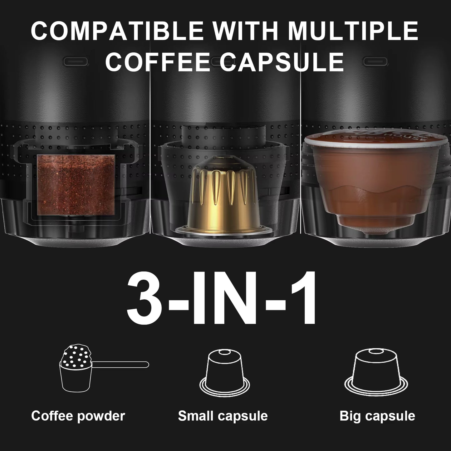 Máquina De Espresso Portátil Inalámbrica 3 En 1