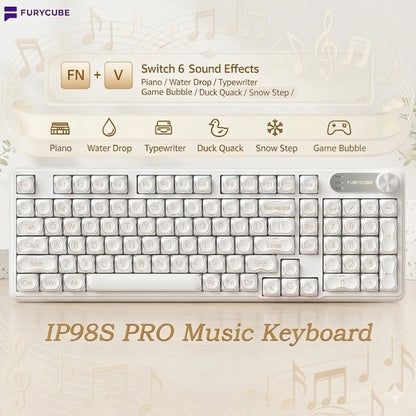 [NEW] FURYCUBE IP98S PRO Music Foundation Keyboard 98Keys Wired Wireless Keyboard with Number Pad Silent Media Knob Custom RGB Backlit Ergonomic for PC MAC PS4 Xbox ONE Membrane Keyboard Office Giftguide Silent