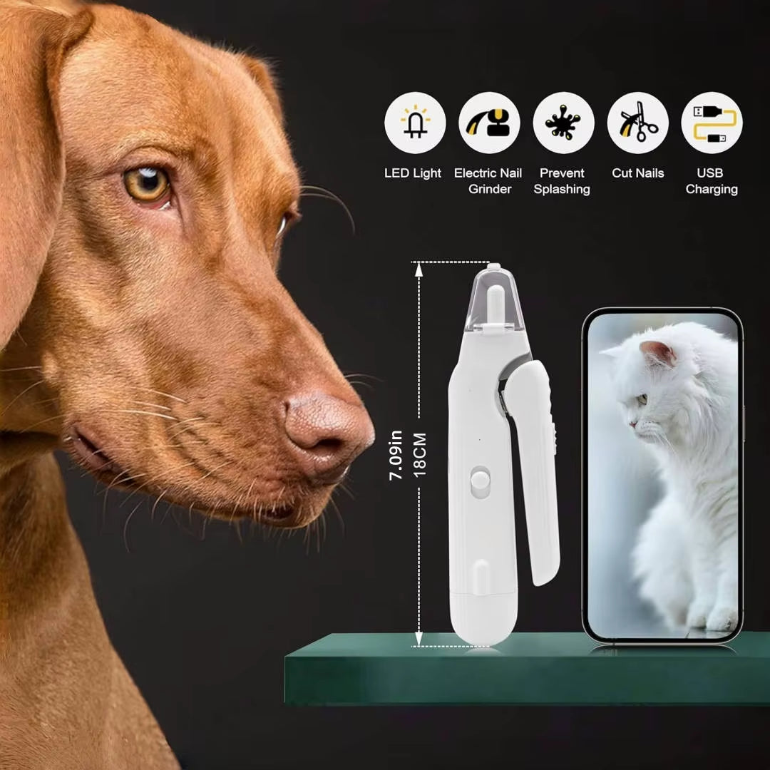 Cortauñas Eléctrico Silencioso Con Luz LED Para Mascotas