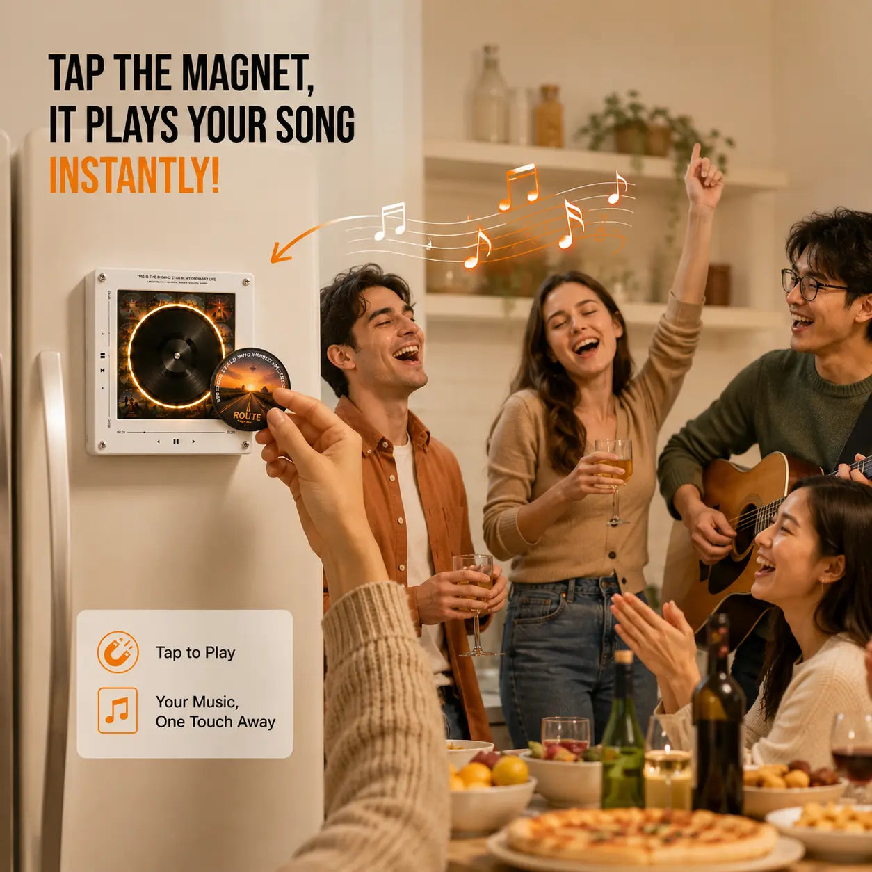 Switch Music in 1 Second?! Magnetic Vinyl-Style Fridge Magnets – Cute Kitchen Decor with Endless Songs